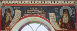 Старцы Иероним и Макарий. Современная настенная роспись. Пантелеимонов монастырь