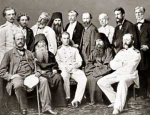  Великий князь Алексей Александрович со свитой и с отцами Иеронимом и Макарием в Пантелеимоновом монастыре. 1867 г.